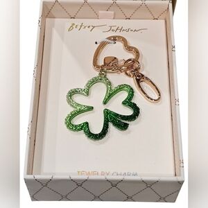 Betsey Johnson Green Clover Jewelry Keychain Charm, New